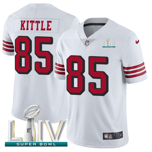 San Francisco 49ers Nike #85 George Kittle White Super Bowl LIV 2020 Rush Men Stitched NFL Vapor Untouchable Limited Jersey->women nfl jersey->Women Jersey
